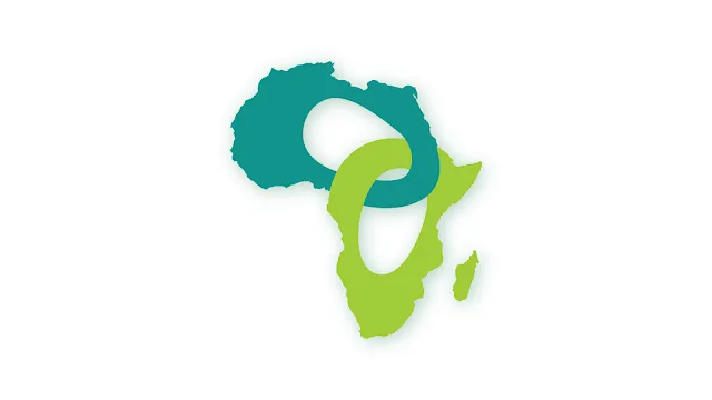 Logo AfroLink : carte de l'Afrique stylisée en vert et turquoise